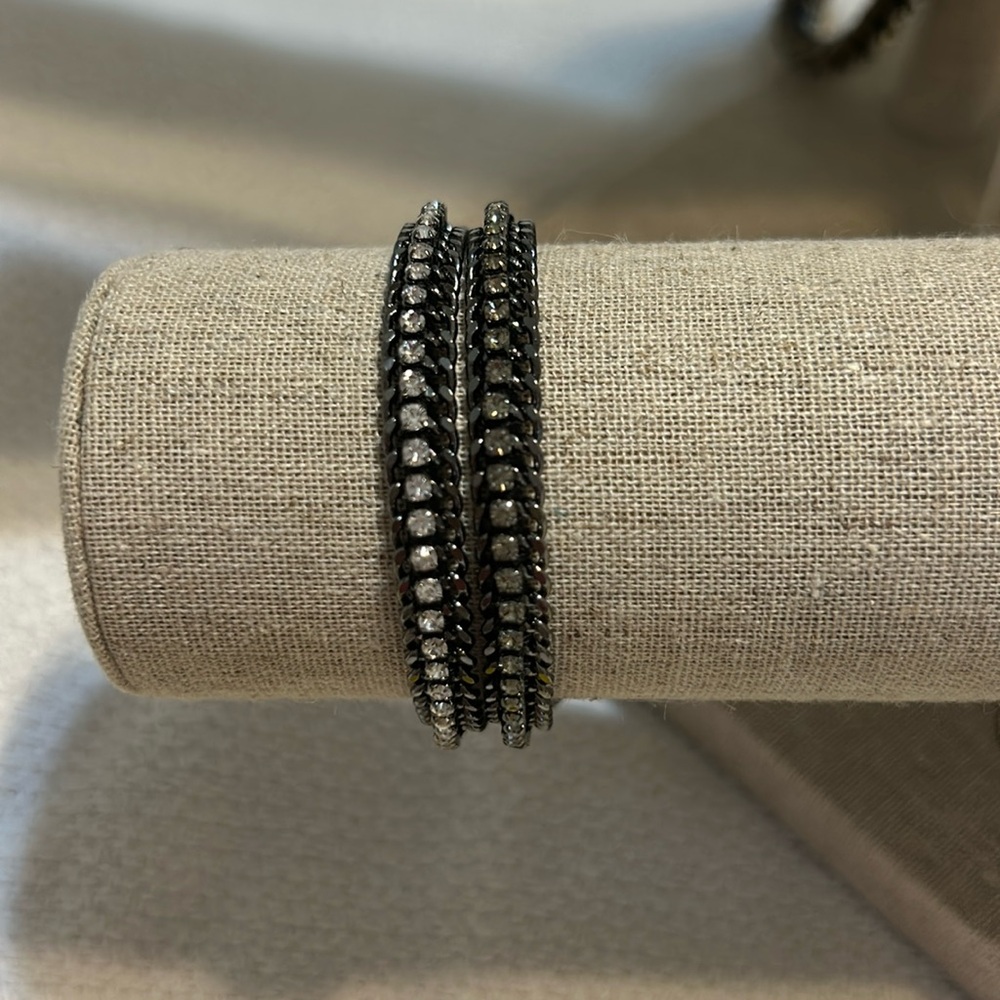 Stella & dot double wrap hematite cupchain bracelet